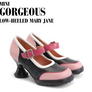 Low-Heeled Mary Jane - Pink and Black